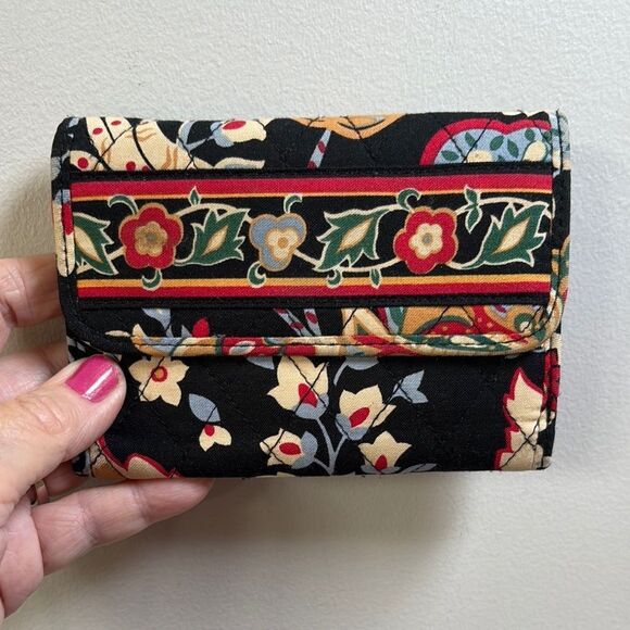 Vera Bradley Handbags - Vera Bradley Versailles Black and Red Ti-fold Wallet